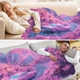 thumbnail image 5 of 70x55 Inches Glow in The Dark Blanket Cozy Throw Camping Blankets for Home and Outdoor Use Pink Planet with Clouds, 5 of 8