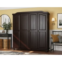 100% Solid Wood Kyle 4-Door Wardrobe Armoire with Solid Wood Doors