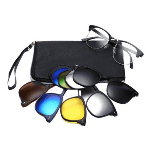 Lentes Con Clips Magneticos Intercambiables Armazon para Graduar y Lentes de Sol Polarizado Modelo Clasic Retro TR2218 Plata Clasico URBAN BOUTIQUE 2218A Retro Clasico Bodega Aurrera en linea