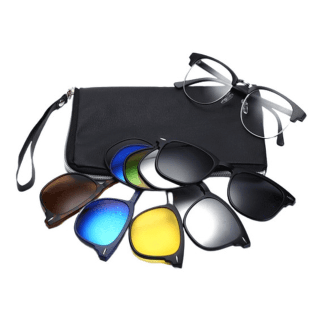 Lentes con clips magnéticos URBAN BOUTIQUE TR2218 Retro Clásico Plata