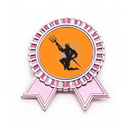 Scepter Hunting Outline Arrogant Badge Brooch Pin Pink Winner Award Medal