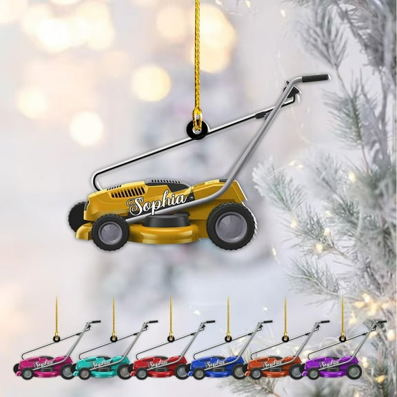 Personalized Lawn Mowers Christmas Ornaments 2025, Push Mower Ornament, Lawnmower Acrylic Wood 2D Flat Ornaments, Riding Lawn Mower Christmas Tree Decorations, Large Lawn Ornaments for Xmas (GLM 3) -