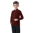thumbnail image 4 of Oxford Dress Shirts for Boys Striped Long Sleeve Collared Button Up Shirt with Chest Pocket School Uniform (6-12 Months, Wine 01), 4 of 7