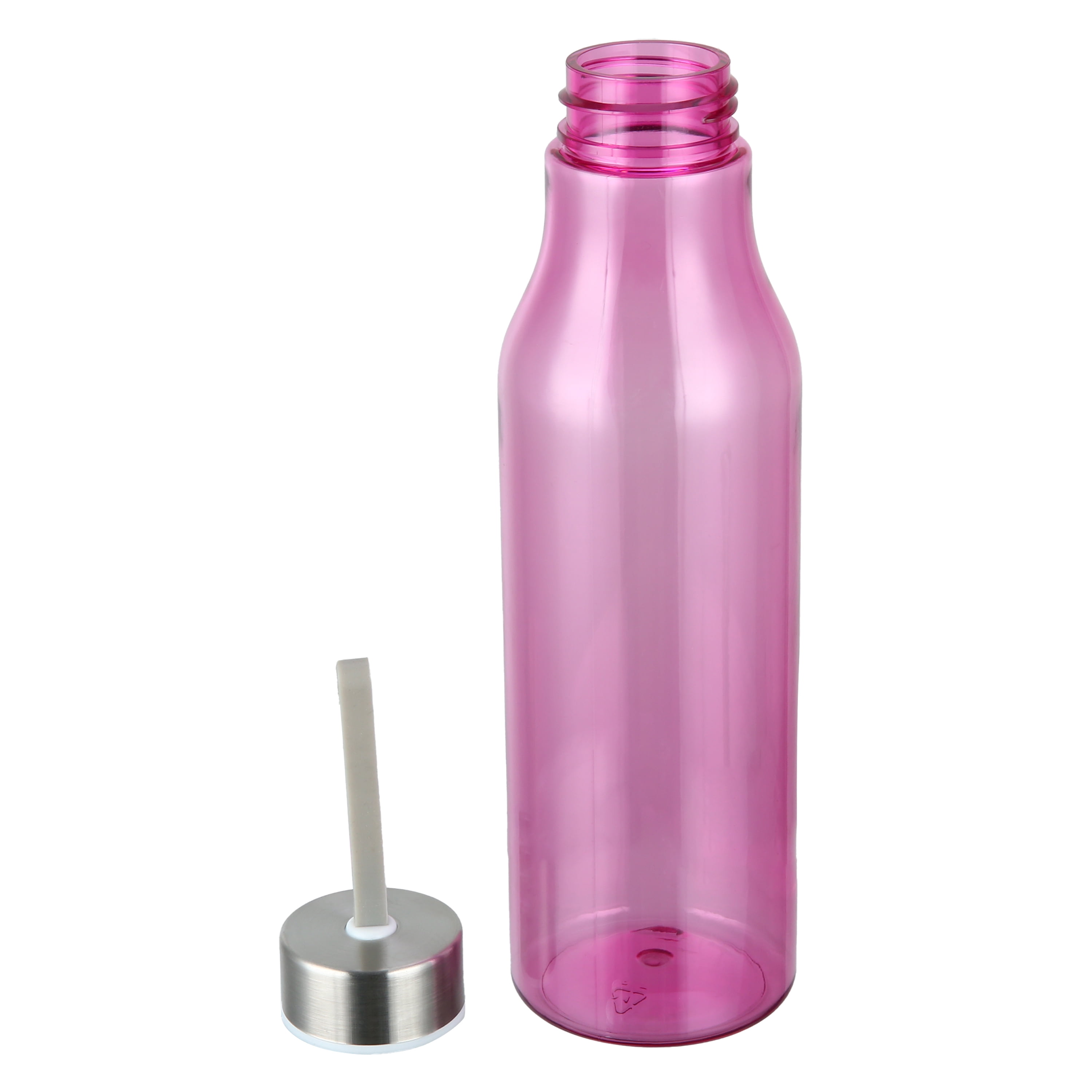 Mainstays 20oz Plastic Water Bottle with Stainless Steel Screw on Lid Purple
