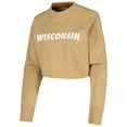 thumbnail image 2 of Women's Tan Wisconsin Badgers Raglan Cropped Sweatshirt & Sweatpants Set, 2 of 5