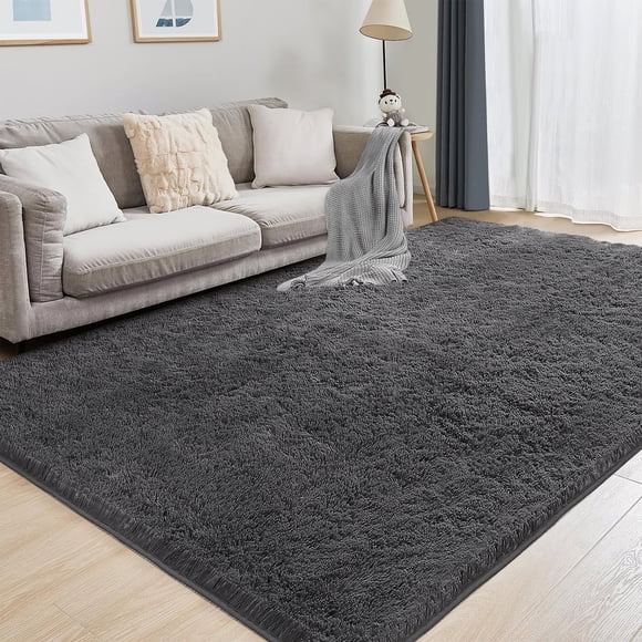 Cshidworld Alfombra Ultra Suave para Sala de Estar, Alfombra Esponjosa de 5X8 para Recámara, Alfombras Modernas Peludas para Adolescentes, Recámara, Decoración Del Hogar Junto a la Cama, Estética, Re