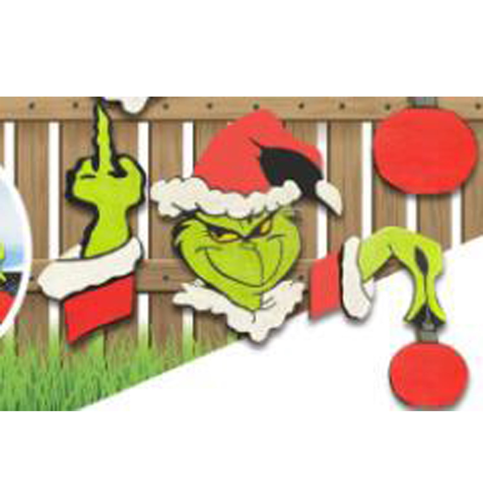 Fence Peeker Decorations,Christmas Green Monster Grinch Peeking Garden