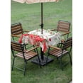 thumbnail image 3 of Outdoor Tablecloth with Umbrella Hole and Zipper, Valentine's Day Square Table Cloth 54x54 Inch Waterproof Tablecloth, Pink Love Heart Country Eucalyptus Botanical Picnic Table Cover for Patio, 3 of 7