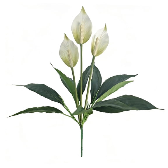 huayou Artificial Peace Lily Plant, 18.5 inch Faux White Floral Greenery Stem for Living Room Bedroom Office Home Decor