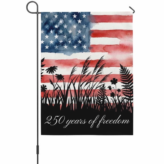 250 Years of Freedom Garden Flags For Outdoor, Watercolor America Flag Plant Fower Small Double Side Yard Flags Weather Proof Garden Decor for Lawn Outside Holiday 12 x 18 Inches