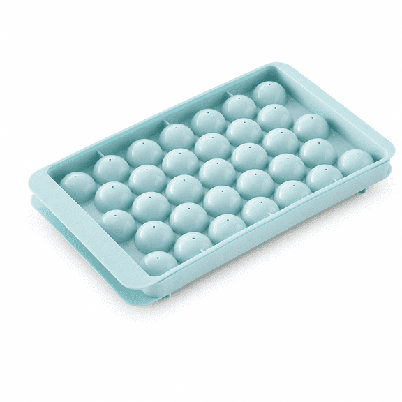 Round Ice Cube Tray with Lid, 33-Cavity Mini Ice Ball Maker Mold, Easy Release Sphere Ice Cube Tray for Freezer, Stackable Ice Mold for Iced Coffee, Cocktails, Whiskey, Juice