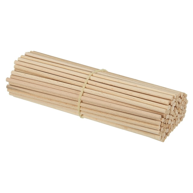 Unique Bargains 3/16 x 8 Inch Dowel Rods Wood Sticks Unfinished Wooden Dowel Rods Round Dowels Sticks 100 Pcs