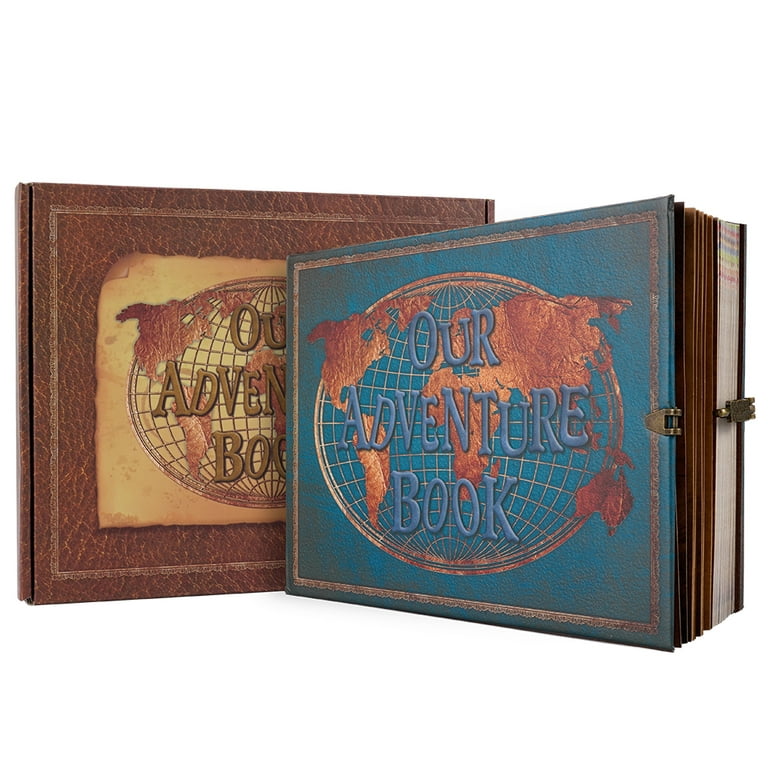 DIY Our Adventure Book Scrapbook Handmade Gift Box Travel Photo 25*20cm  Album Travel Retro Kraft 180 Page Wedding Anniversary Album Blue 