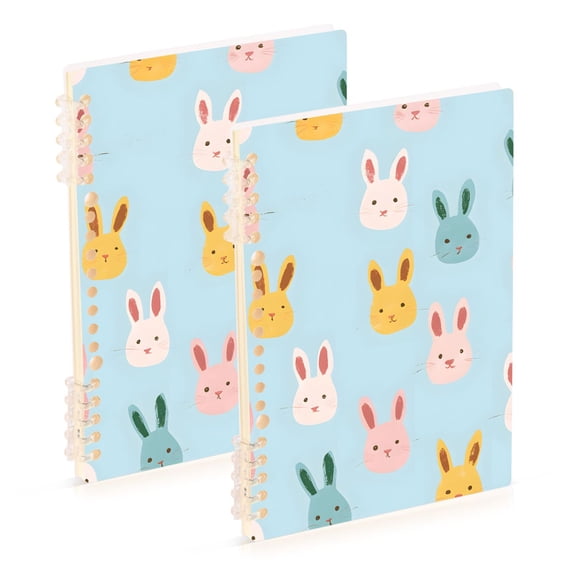 FORMRS 1-Subject Spiral Notebook 8" x 5" College Ruled 60 Refillable Sheet, 2 Pack, Cute Rabbits