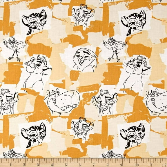 Disney Lion Guard Team Roar Orange 100% Cotton Fabric by The Yard