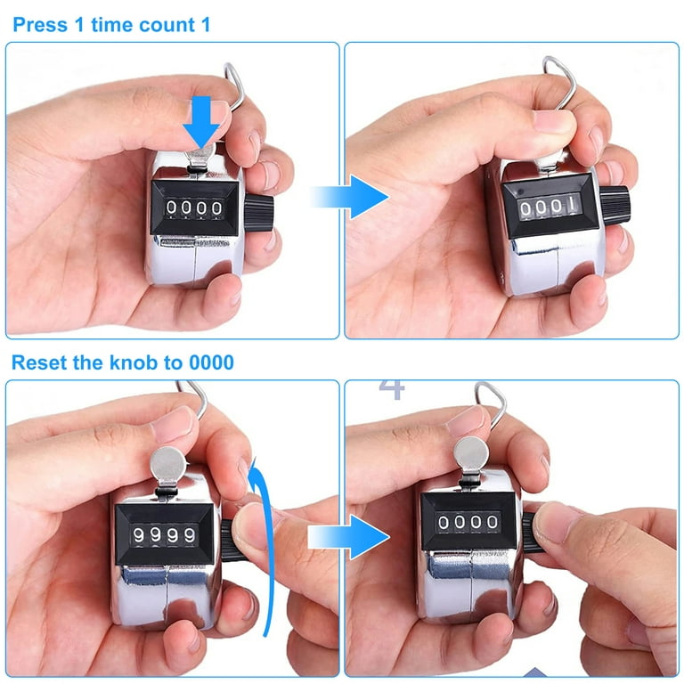 4PCS 4 Digit Hand Tally Counter Number Clicker Palm Golf Stroke Dual  Portable