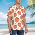 thumbnail image 5 of Daiia Hand Drawn Strawberry Hawaiian Shirt for Men Gentle Cotton Regular Short Sleeve Casual-XX-Large, 5 of 9