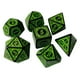 thumbnail image 3 of Juego 7 Dados Poliédricos Numéricos Acrílicos para Reunión Familiar () Verde, 3 of 4