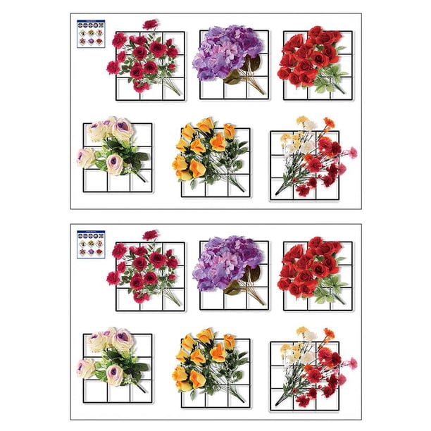 Naiovety 2 Unids Flores Vívidas Calcomanías de Pared de Rejilla Extraíbles DIY Plantas Pegatinas de Pared Decoración para el Hogar Murales de Arte Decoración del hogar Naiovety HA022475-00