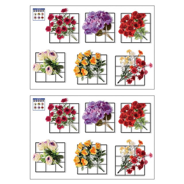 Naiovety 2 Unids Flores Vívidas Calcomanías de Pared de Rejilla Extraíbles DIY Plantas Pegatinas de Pared Decoración para el Hogar Murales de Arte Decoración del hogar Naiovety HA022475-00