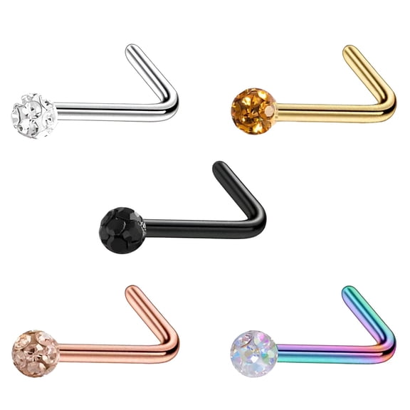 DESIGNICE 2026 New 5Pcs Nose Studs,10G Cz Nose Rings Hoops,Stainless Steel Nose Stud