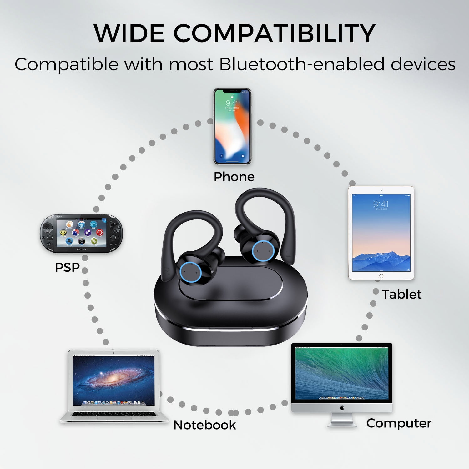 Alpha Digital Ear-hook Wireless Noise Cancelling Lightweight Earbuds