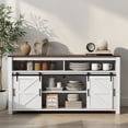 thumbnail image 2 of Hassch Farmhouse Buffet Cabinet, Sideboard with Sliding Barn Door and Mesh Doors, Coffee Bar Cabinet with Open Shelf, Storage Cabinet for Kitchen, Dining Room, Living Room, Easy Assembly, Brown+White, 2 of 11