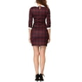 thumbnail image 3 of INSPIRE CHIC Women's Contrast Peter Pan Collar Keyhole Back Plaid Bodycon Dresses, 3 of 5