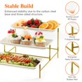 thumbnail image 5 of 3-Tier Serving Tray Stand with 12" White Platters, Reusable for Party, Christmas, Picnic - Display for Desserts, Veggie, Fruit, Cookies (Black Metal Frame), 5 of 25