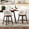 thumbnail image 4 of Costway 4 PCS Counter Height Bar Stools Fabric Upholstered Island Stools with 360° Swivel Seat Beige, 4 of 8