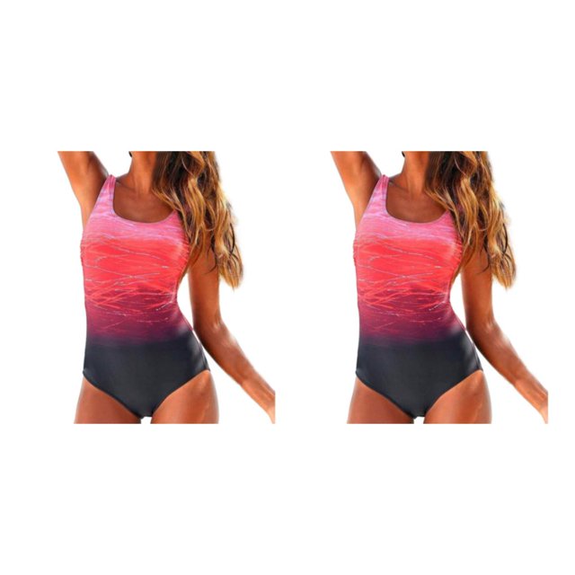 Yuarrent Trajes de baño estampados Traje de baño Espalda baja Cuello Una pieza Sexy Sin espalda Vintage para viajes Playa Traje de baño M Rosa METRO 2Conjunto