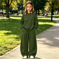 thumbnail image 5 of Angala 2 Piece Outfits For Girls Long Sleeve Cozy Hooded Sweatshirt With High Wwaist Pants With Back Pocket Set Girls Fall Season Wear Clothes, 5 of 6