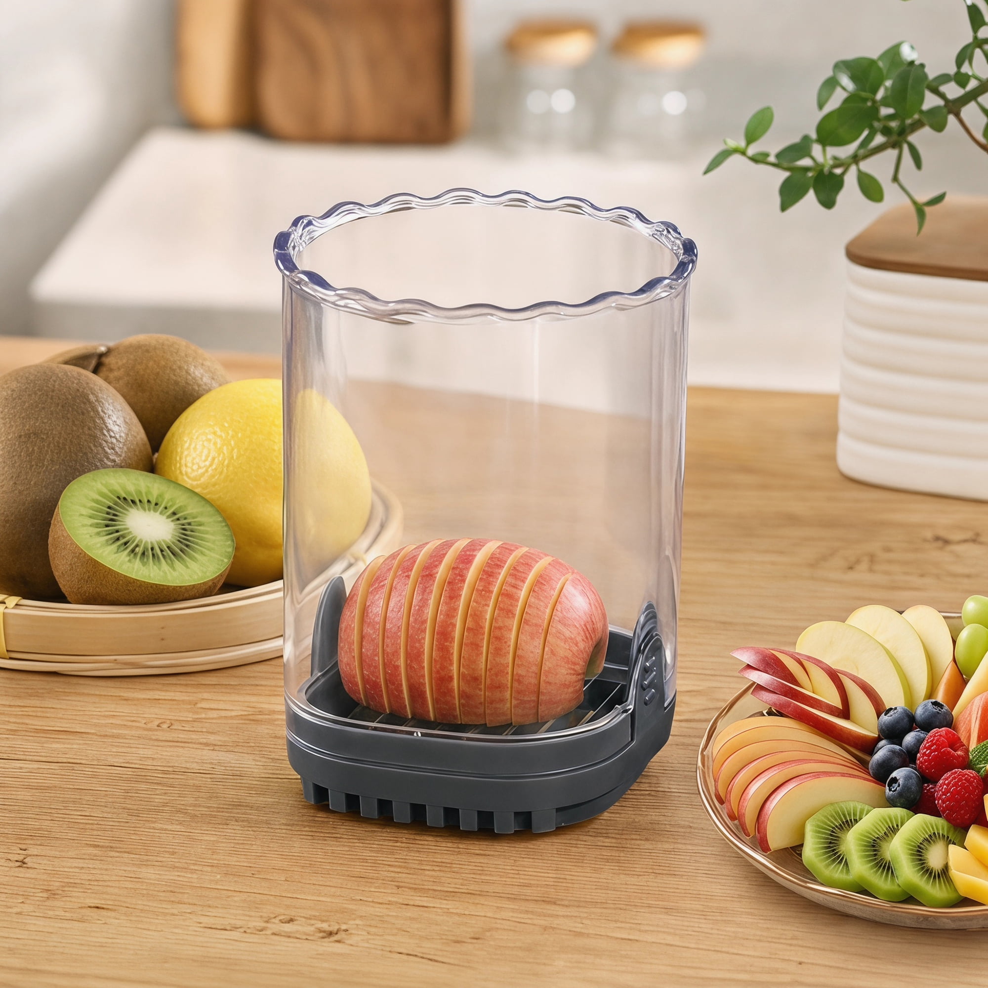 Unique Bargains Vegetable and Fruit Chopper Food Processor Veggie Cutter Black