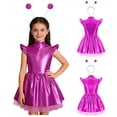 thumbnail image 2 of iiniim Girls Space Alien Dress Cap Sleeve Metallic Holographic A Line Tutu Dress Set Outer Space Outfits Hot Pink 16, 2 of 7