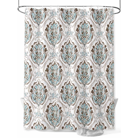 Fsddascl Light Blue Floral Shower Curtain Set - Extra Long 72" x 96" Bathtub Curtain with 12 Hooks, Sliver Vintage Country Artwork Waterproof Fabric Stall Shower Curtains for Bathroom/Bathtub