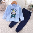 thumbnail image 2 of NOLDARES Baby Boy Clothes 3 6 12 18 24 Months 3T 4T 5T Fall Winter Outfit Embroidery Long Sleeve Romper Pants Set Size:3-4 Y,Blue, 2 of 4
