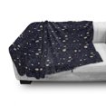 thumbnail image 2 of Cosmos Soft Flannel Fleece Throw Blanket, Retro Memphis Style Planetary Space Shapes Constellation Moon Phases, Cozy Plush for Indoor and Outdoor Use, 50" x 70", Indigo and Pale Yellow, by Ambesonne, 2 of 5