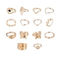 thumbnail image 5 of sunsanly 14 Pcs/Set Women Ring Set Flower Butterfly Shape Polished Smooth Stainless Ethnic Alloy Commute Stackable Knuckle Ring Finger Jewelry, 5 of 8
