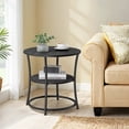 thumbnail image 2 of LEDREM Modern 2 Tier Round Accent Table, Reinforced Metal Frame Nightstand, Compact Circular Side Table with Storage, Space Saving, 66lb Capacity, Easy Assembly, Gray and Black, 2 of 5