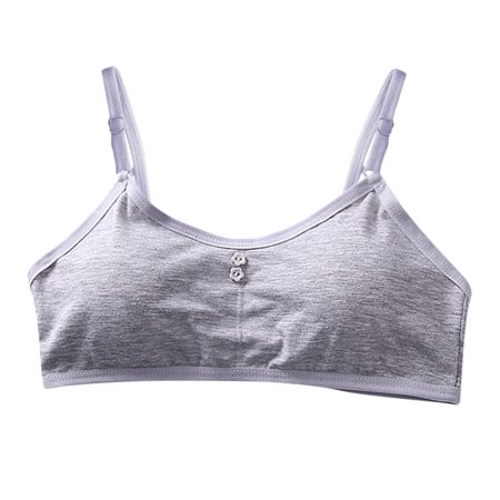 

Big Girls Student Training Bras Wireless Light Padded Sports Cropped Cami Bras For Teens Underwear Adjustable Bra Vest Teenager Underclothes Cotton no underwire sports bra Grey