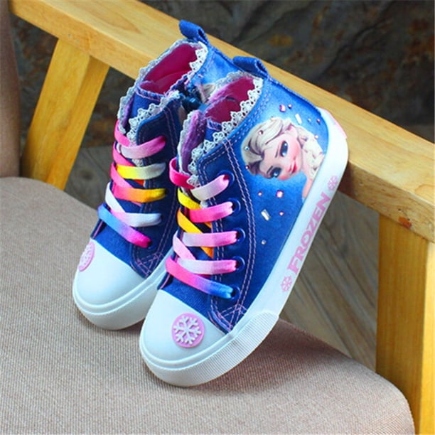 Zapatos casuales de alta calidad de Disney, zapatos de lona a la moda para otoño e invierno, zapatos de elsa con dibujos animados de frozen wild girl, 27-Insole17 CM Gao Jinjia LED
