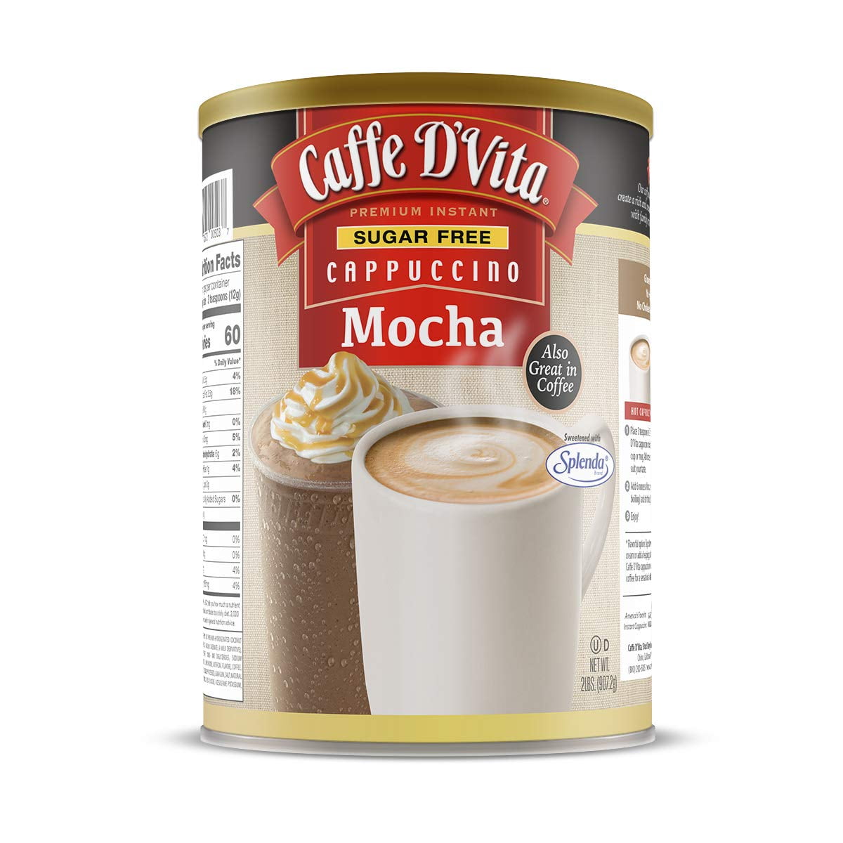 Caffe D'Vita Sugar Free Premium Instant Mocha Cappuccino (2lb