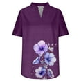 thumbnail image 3 of Jinhomg Alzheimers Awareness Shirts Womens Dressy Casual Short Sleeve Tunic Tops Loose Lightweight Summer Vneck Blouse Purple#13 XXL, 3 of 5