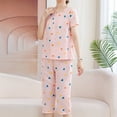 thumbnail image 3 of zbxnLI Plus Size Womens Pajama Sets Floral Short Sleeve Sleepwear Capri Pants Pjs Sets Loungewear Outfits, 3 of 5