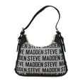 thumbnail image 3 of Bolsa Shoulder Steve Madden Jacquard color gris con letras negras, herrajes en color dorado con logo en placa y candado decorativo centado, mide 30 cm de ancho por 26 cm de alto., 3 of 6