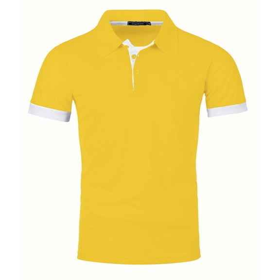FINALGANG Mens Solid Color Classic Collar Short Sleeve Polo Shirt With Contrast White Trim Slim Fit Breathable For Fathers Day Gift Summer Daily Wear Casual Outings Classic Top