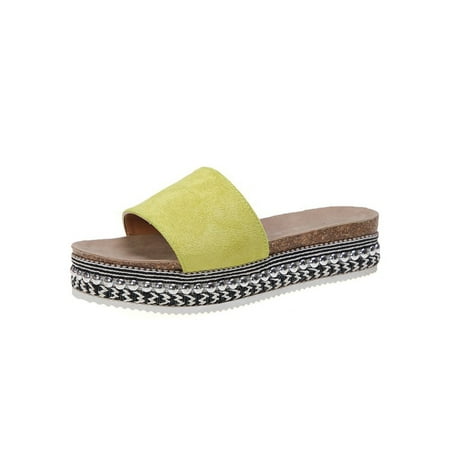 

Crocowalk Womens Soft Cozy Open Toe Slippers Platform Sandal Indoor&Outdoor Nonslip Backless Wedge Sandals