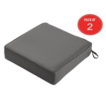 Classic Accessories Montlake Seat Cushion Foam & Slip Cover, Light Charcoal, 23x23x5" Thick ( Pack of 2 )