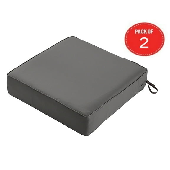 Classic Accessories Montlake Seat Cushion Foam & Slip Cover, Light Charcoal, 23x23x5" Thick ( Pack of 2 )