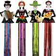 thumbnail image 2 of Pextian 4 piezas de decoración del Día de los Muertos, 3.65 pies de diámetro de los Muertos, decoración colgante de calavera de azúcar para el día mexicano de los muertos Ofrenda Altar, Halloween, Nav, 2 of 3